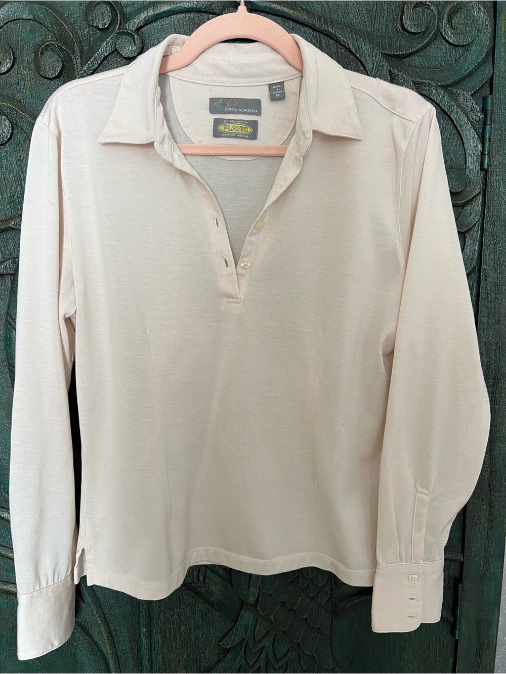 UV-protective long sleeve golf polo - Dusty Pink - Size M